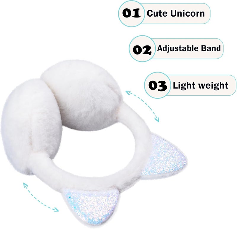 EDCYF Ear Muffs Gloves Set for Kids Girls Winter Ear Muffs Adjustable Sequins Warm Earmuffs Furry Outdoor - Image 4